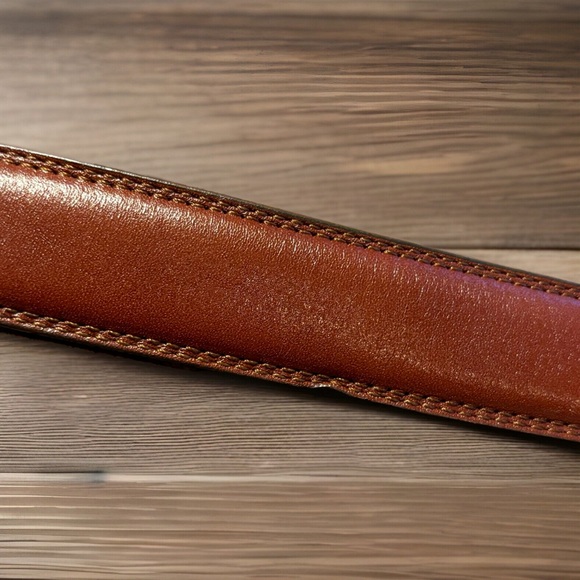 Italian Leather Belt with Brass Buckle Brown 34/85 - Picture 8 of 13